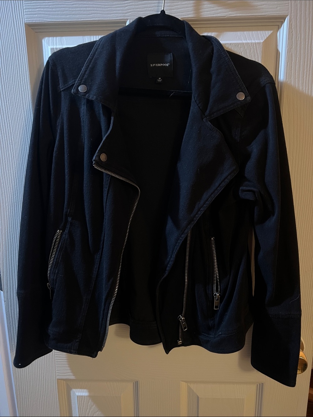 Liverpool Black Women's Moto-Style Zip Jacket Cotton